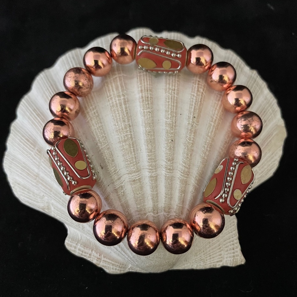 Grounding &  Protection Rose Gold Hematite Beaded Stretch Bracelet